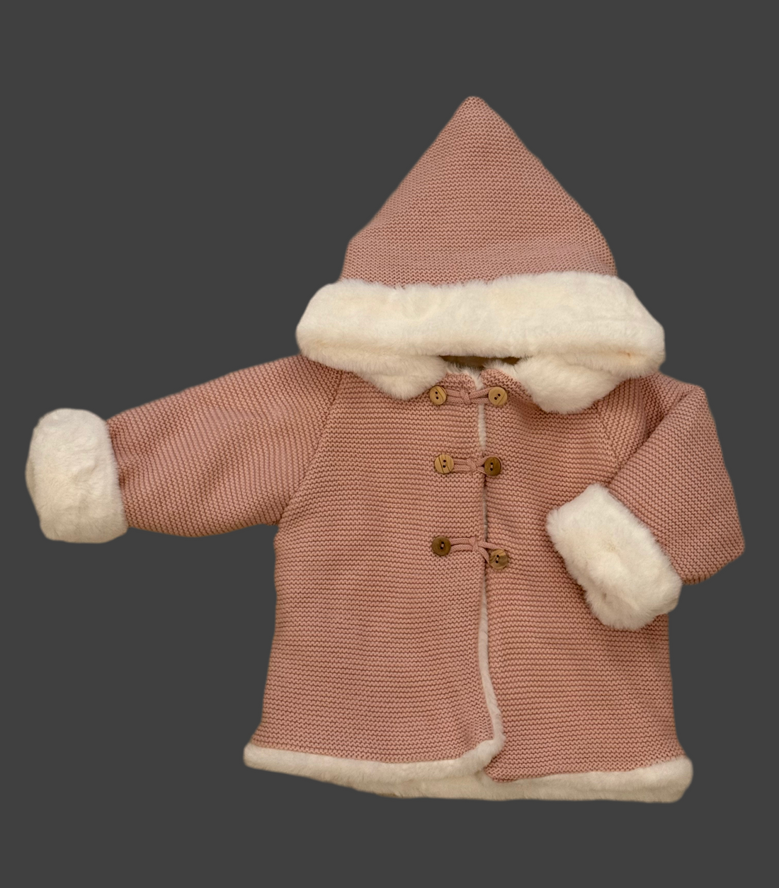 Abrigo de punto forrado rosa