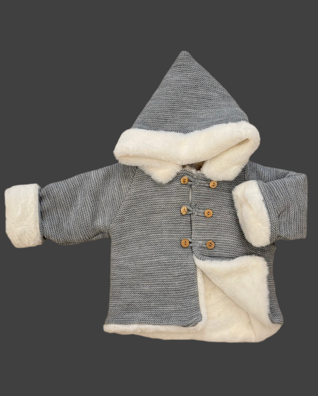 Abrigo de punto forrado gris