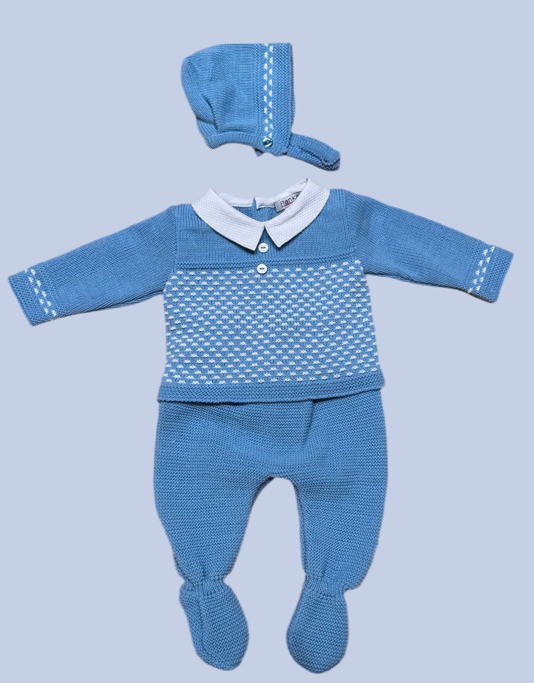 Tres piezas punto polaina azulado