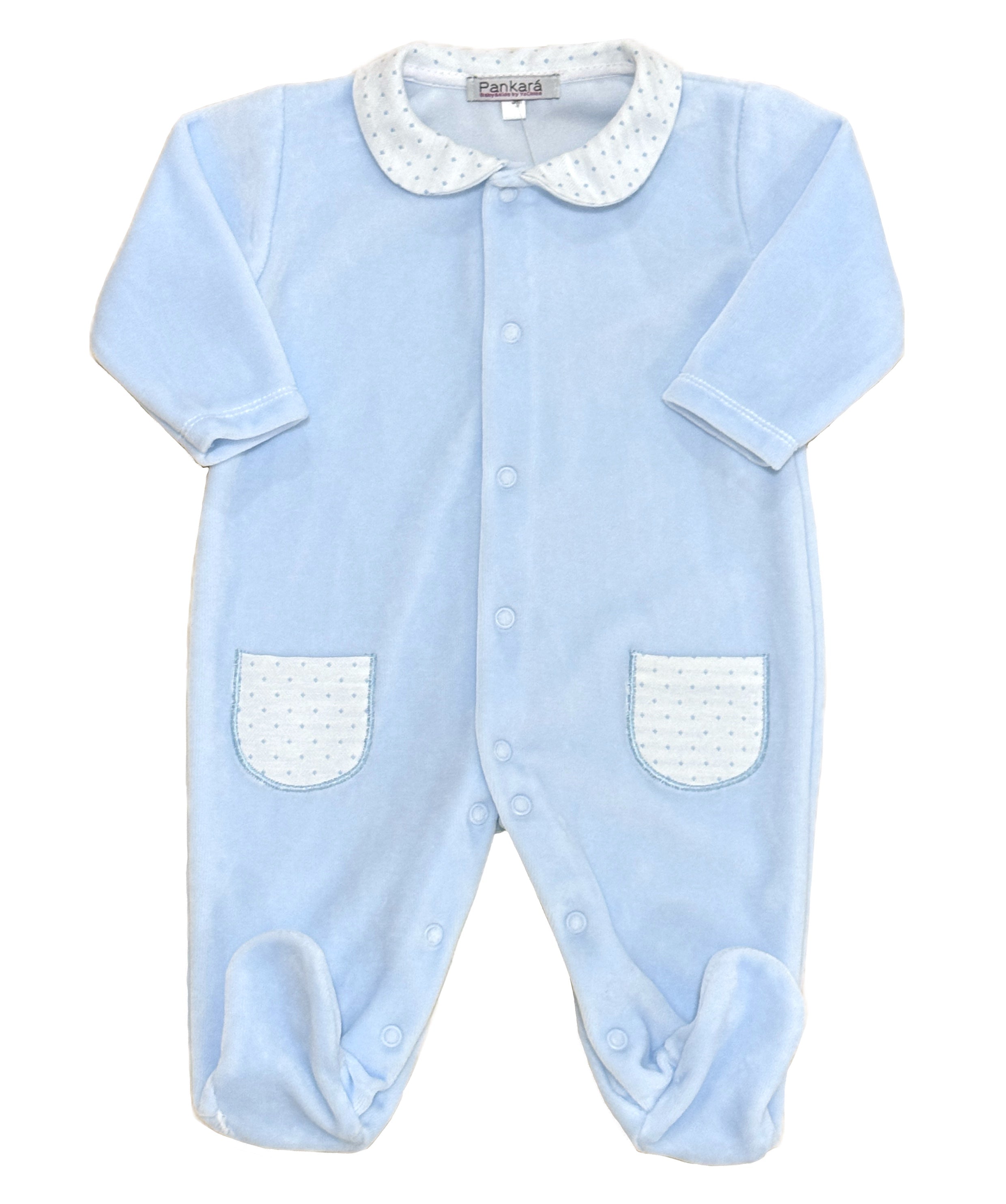 Pijama piel de melocotón azul bebé