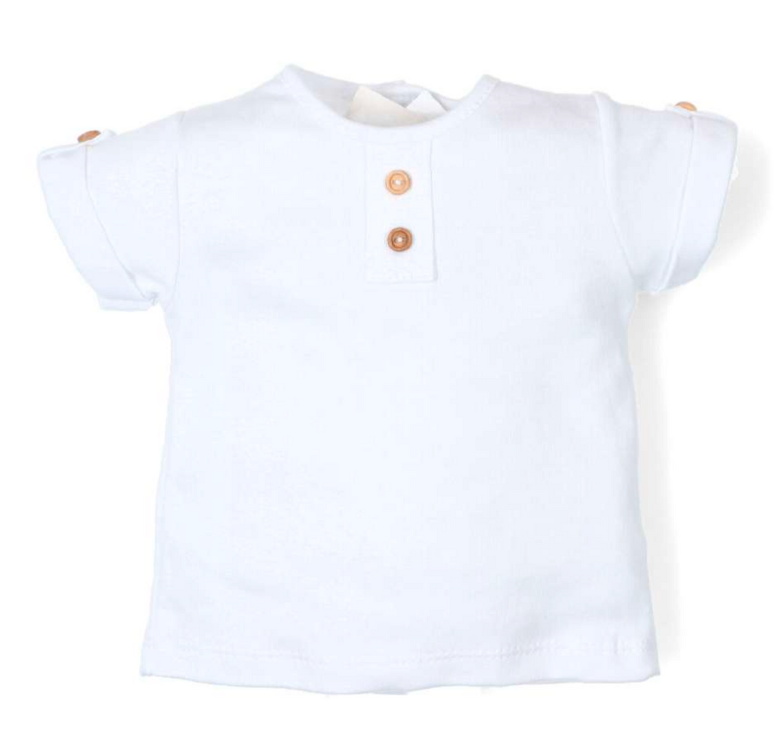 Camiseta algodón botones madera