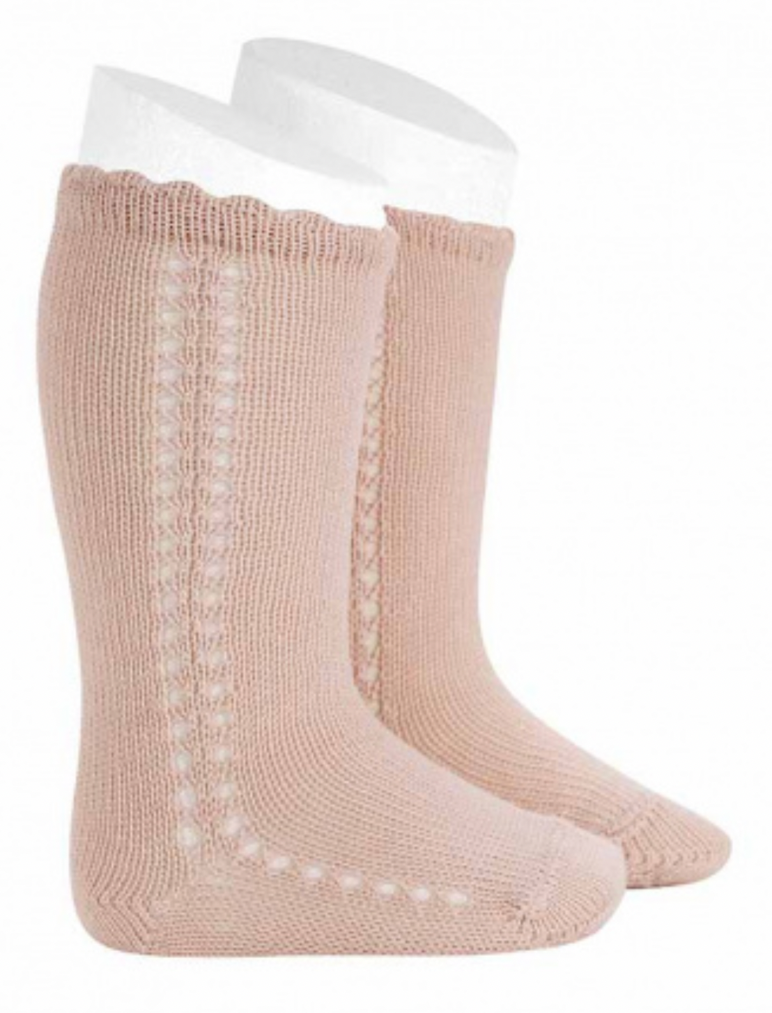 Calcetines altos perlé calado lateral NUDE