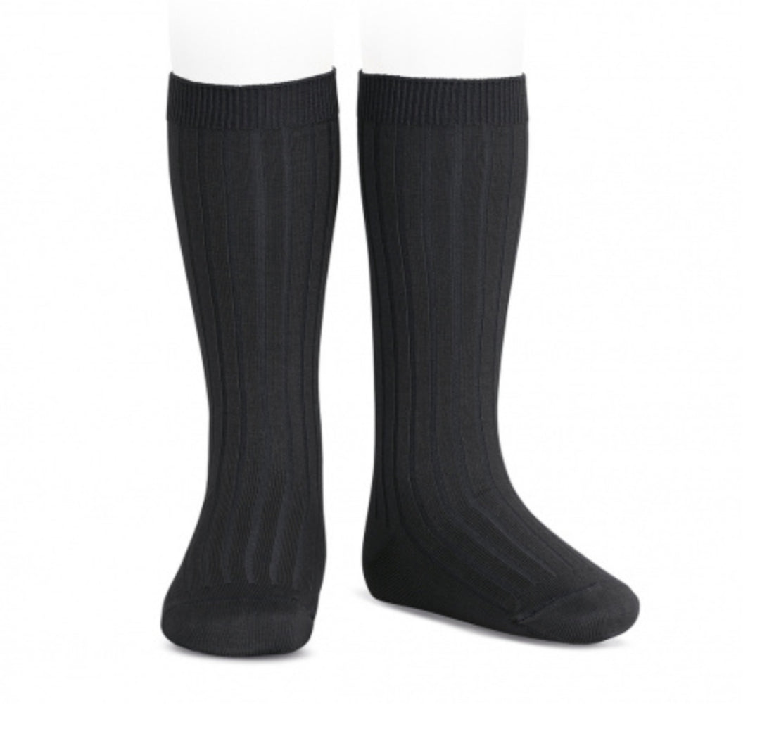 Calcetines altos básicos canalé NEGRO