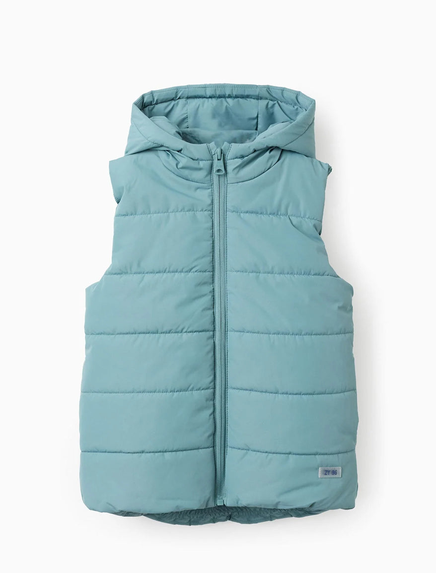 Chaleco Acolchado con Capucha para Niño, Verde Agua