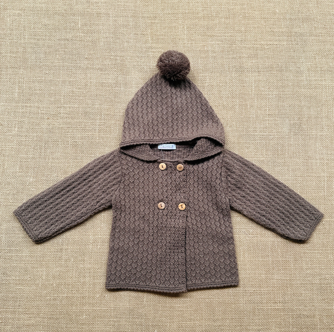 Chaqueta punto con capucha visón