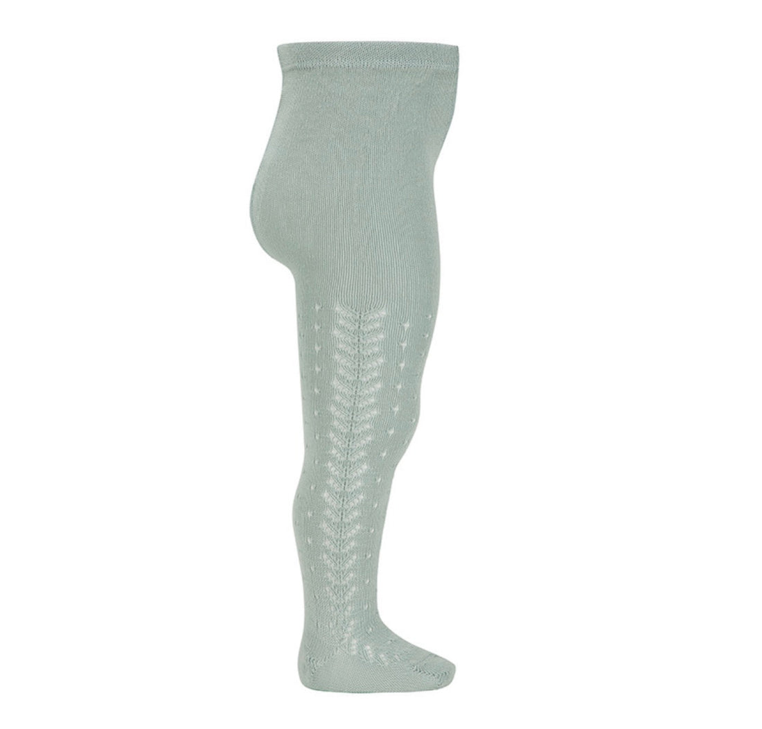 Leotardo cóndor perlé calado verde bruma