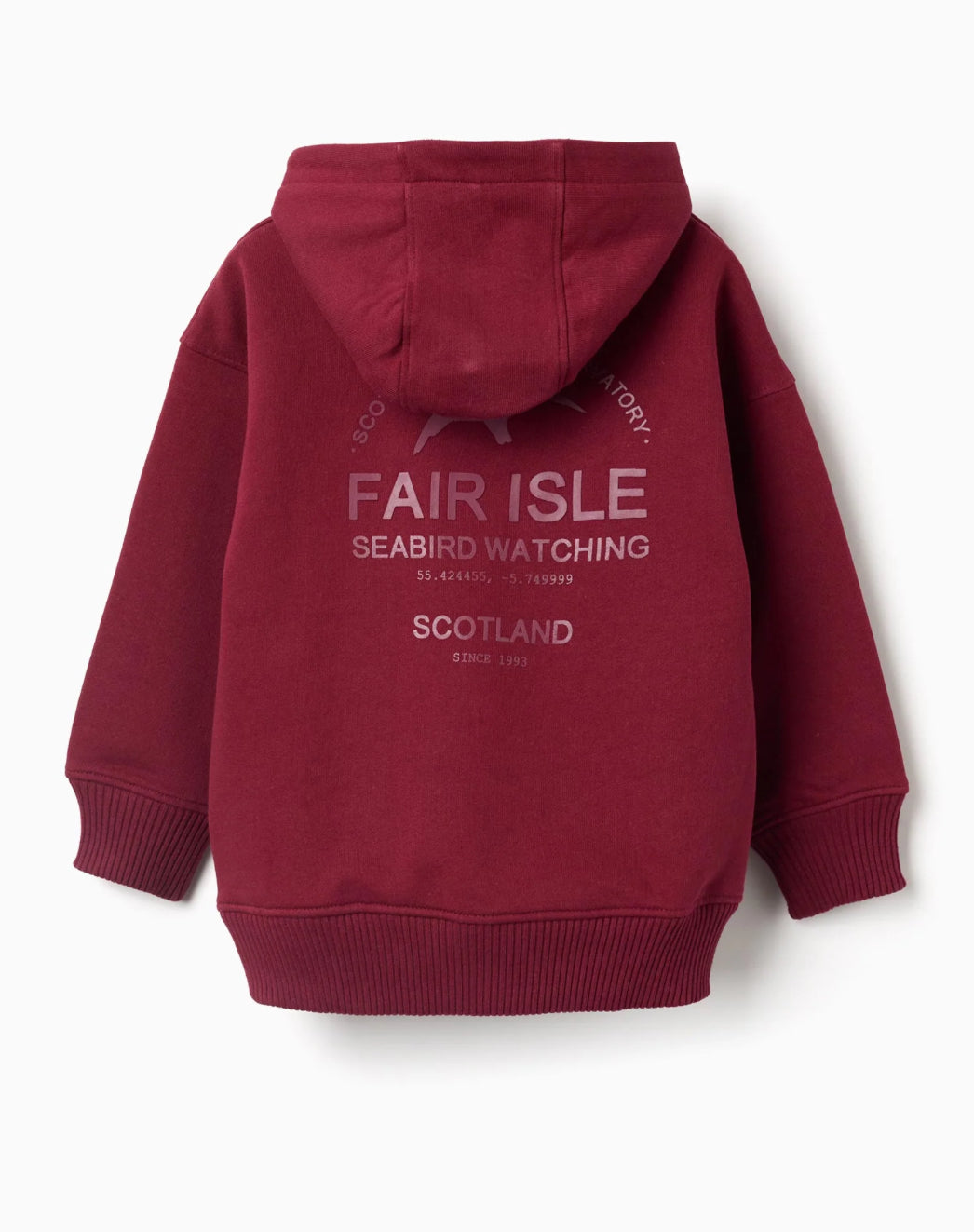 Sudadera de algodón perchada con capucha en rojo oscuro