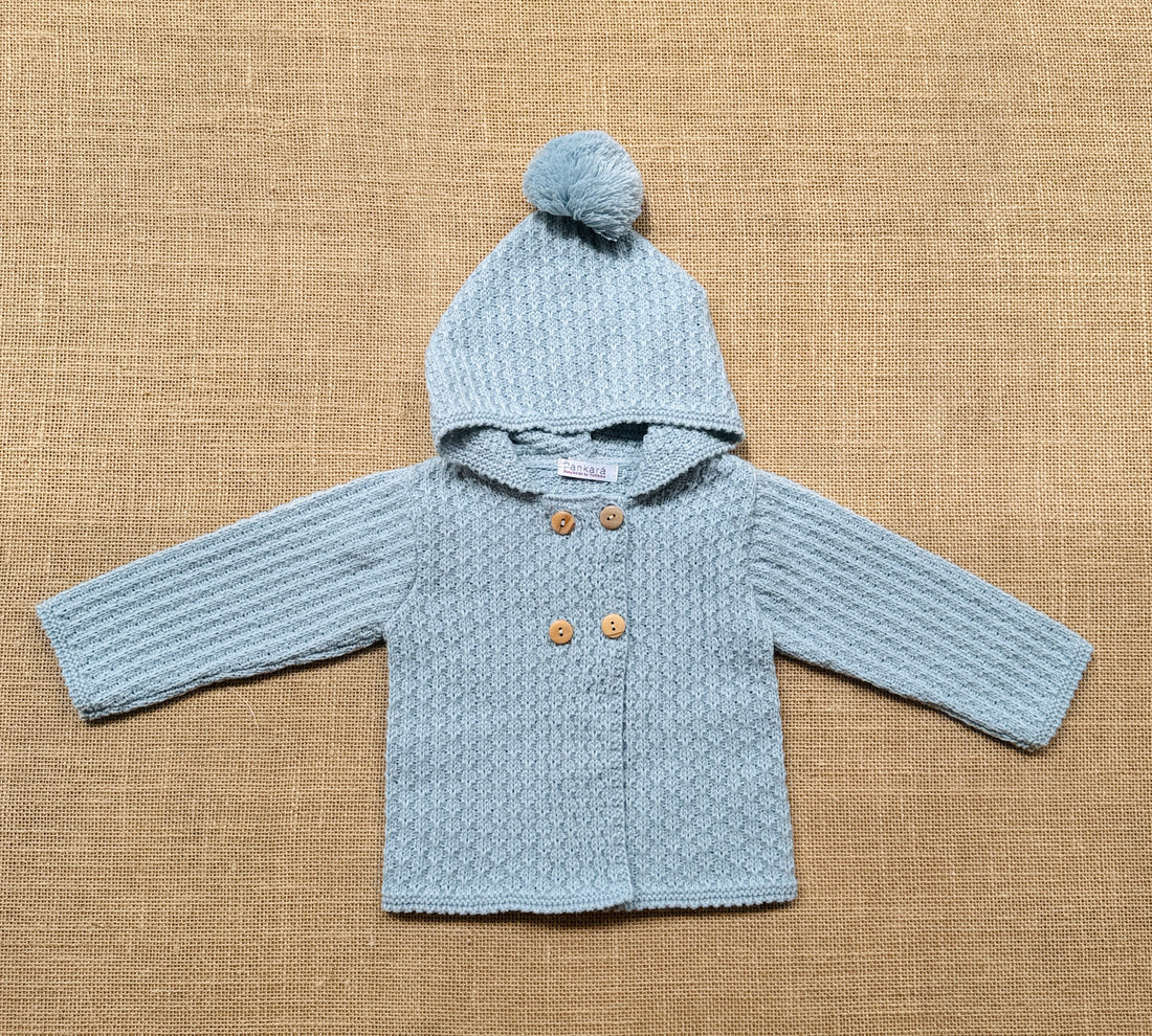 Chaqueta punto con capucha azul