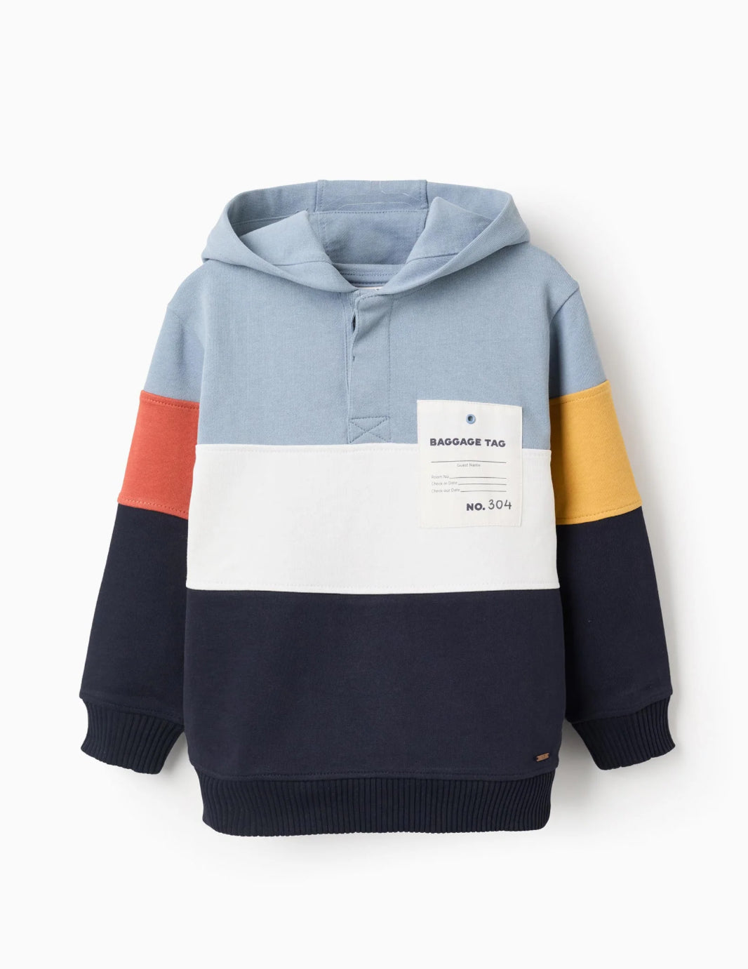 Sudadera de Algodón con Capucha y Colour Block Multicolor