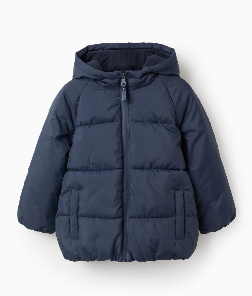 Chaqueta Acolchada con Capucha y Forro Polar Azul Oscuro