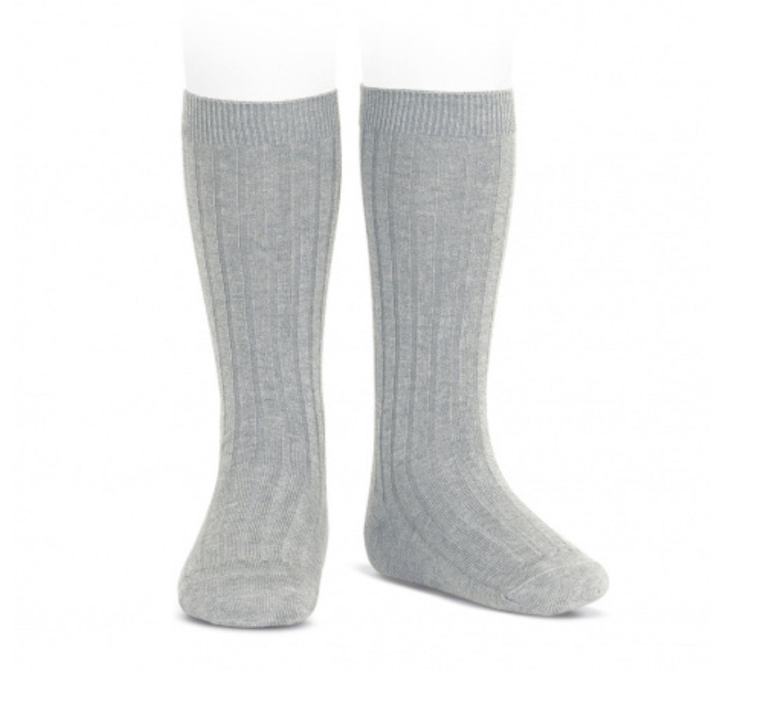 Calcetines altos básicos canalé ALUMINIO