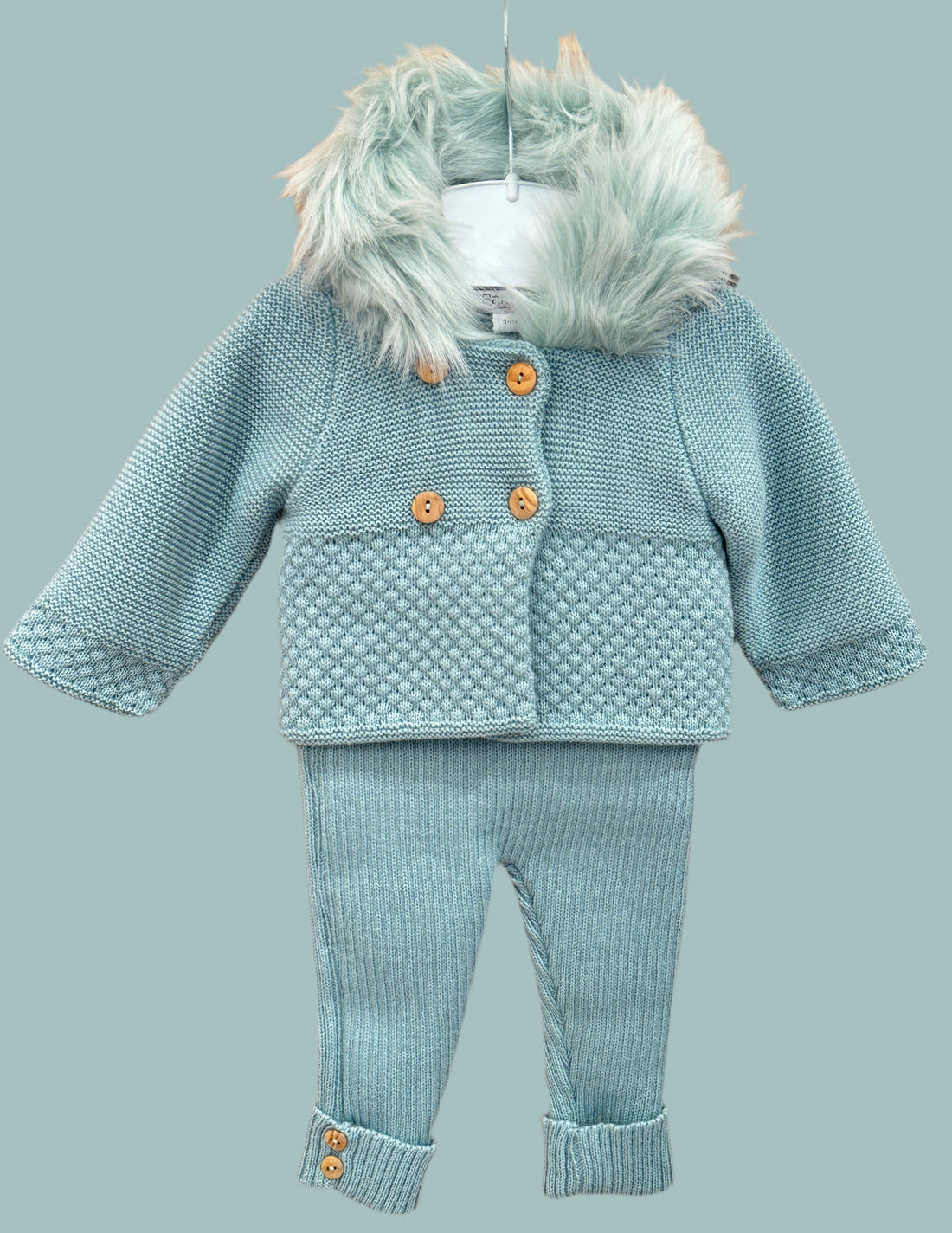 Chaqueta punto doble con leggins verde