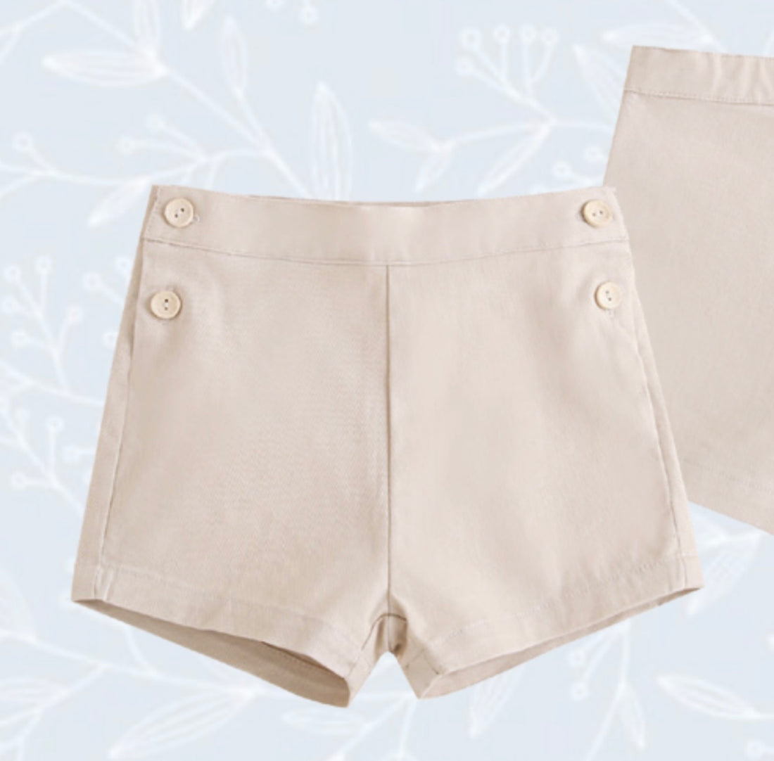 Short bebé beige botones laterales
