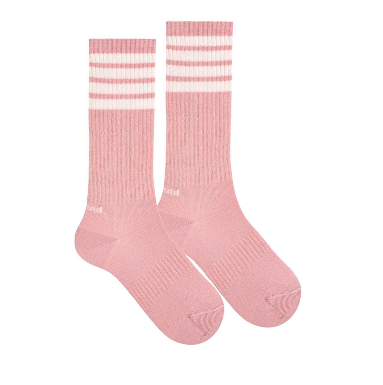 Calcetines sport con 4 listas horizontales rosa palo