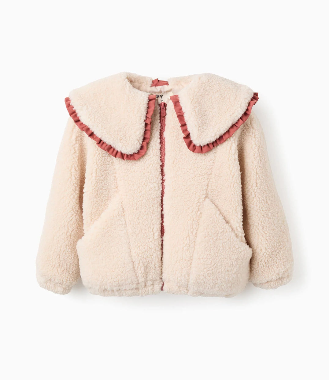 Chaqueta de Sherpa con Cuello Maxi para Niña, Beige