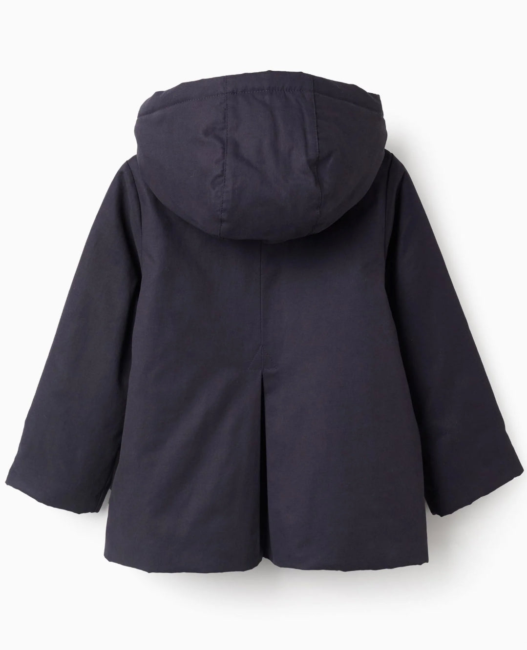Parka Acolchada Evasé con Capucha Extraíble para Niña, Azul Oscuro