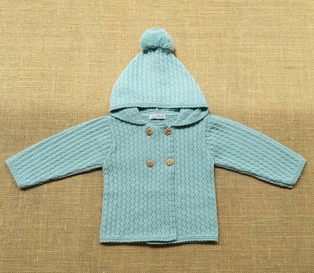 Chaqueta punto con capucha verde