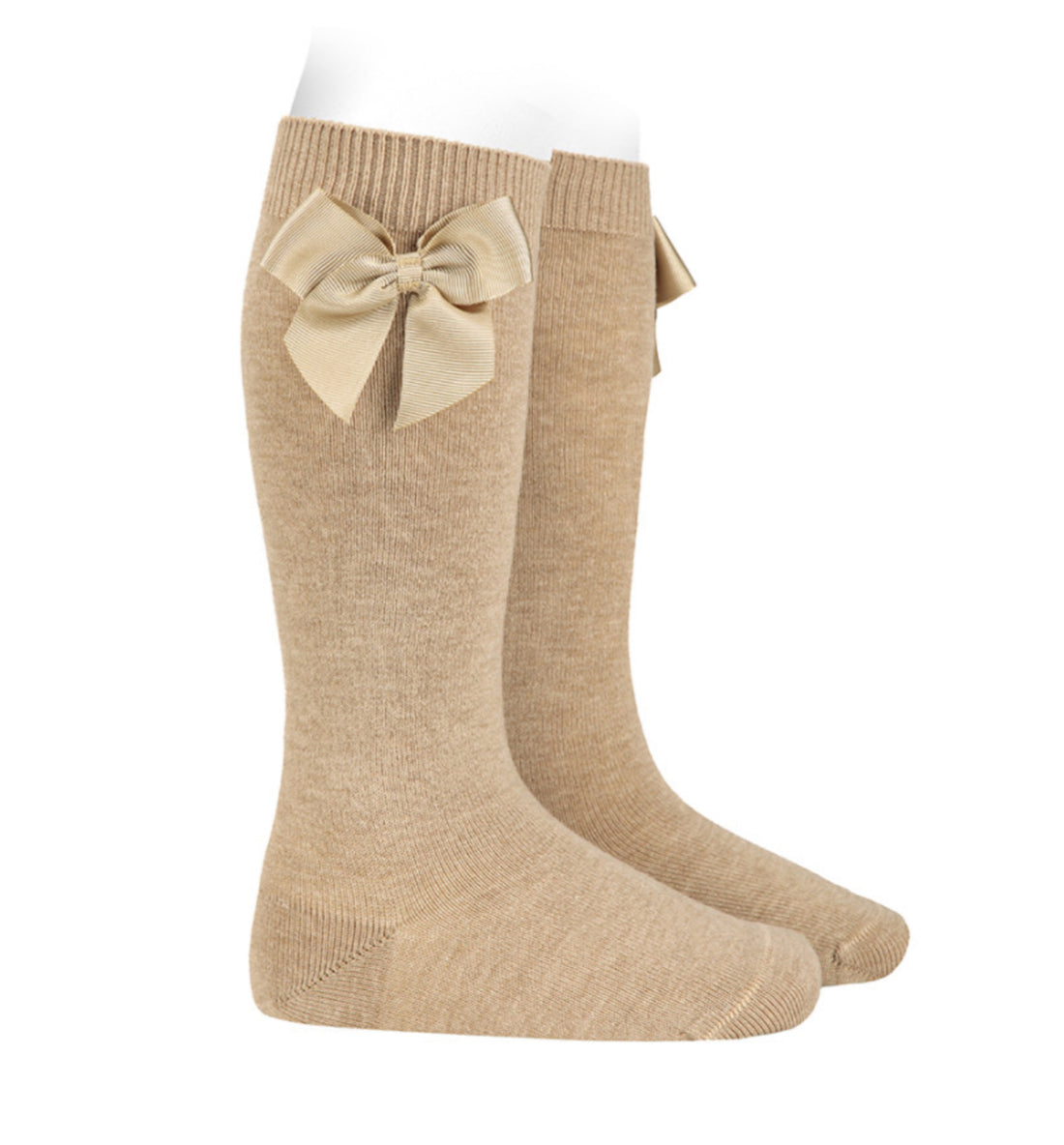 Calcetines altos algodón con lazo grogrén lateral turrón