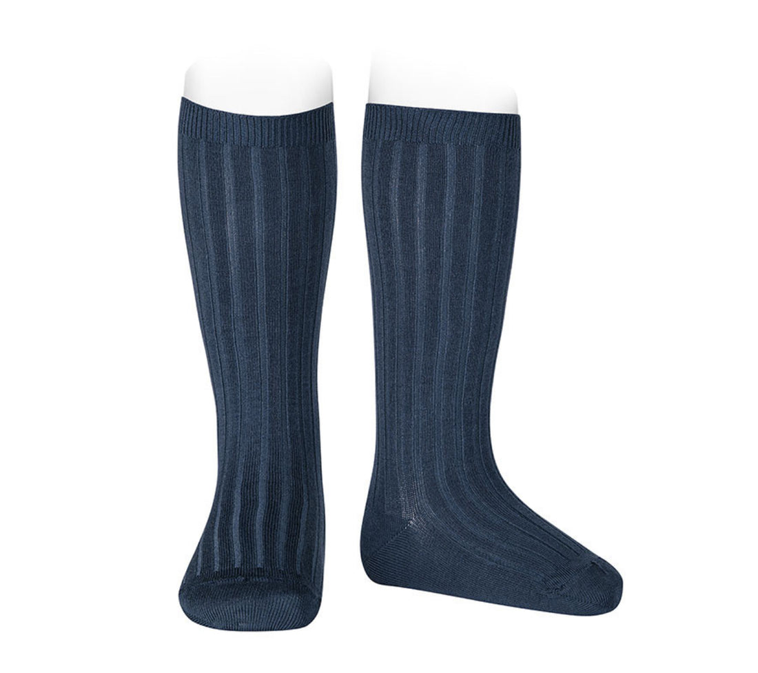 Calcetines altos básicos canalé LAPISLAZULI