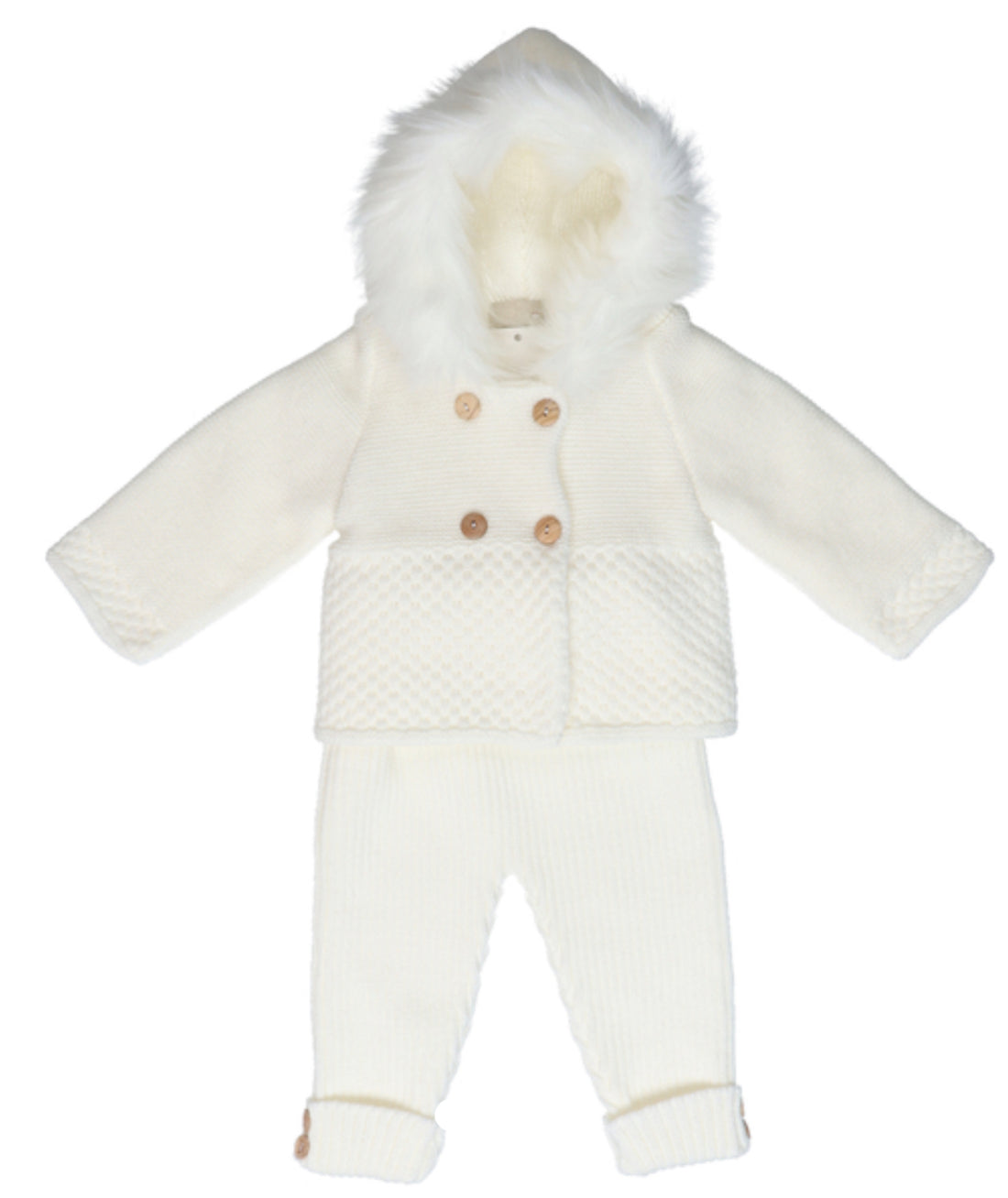 Abrigo y leggings punto blanco roto