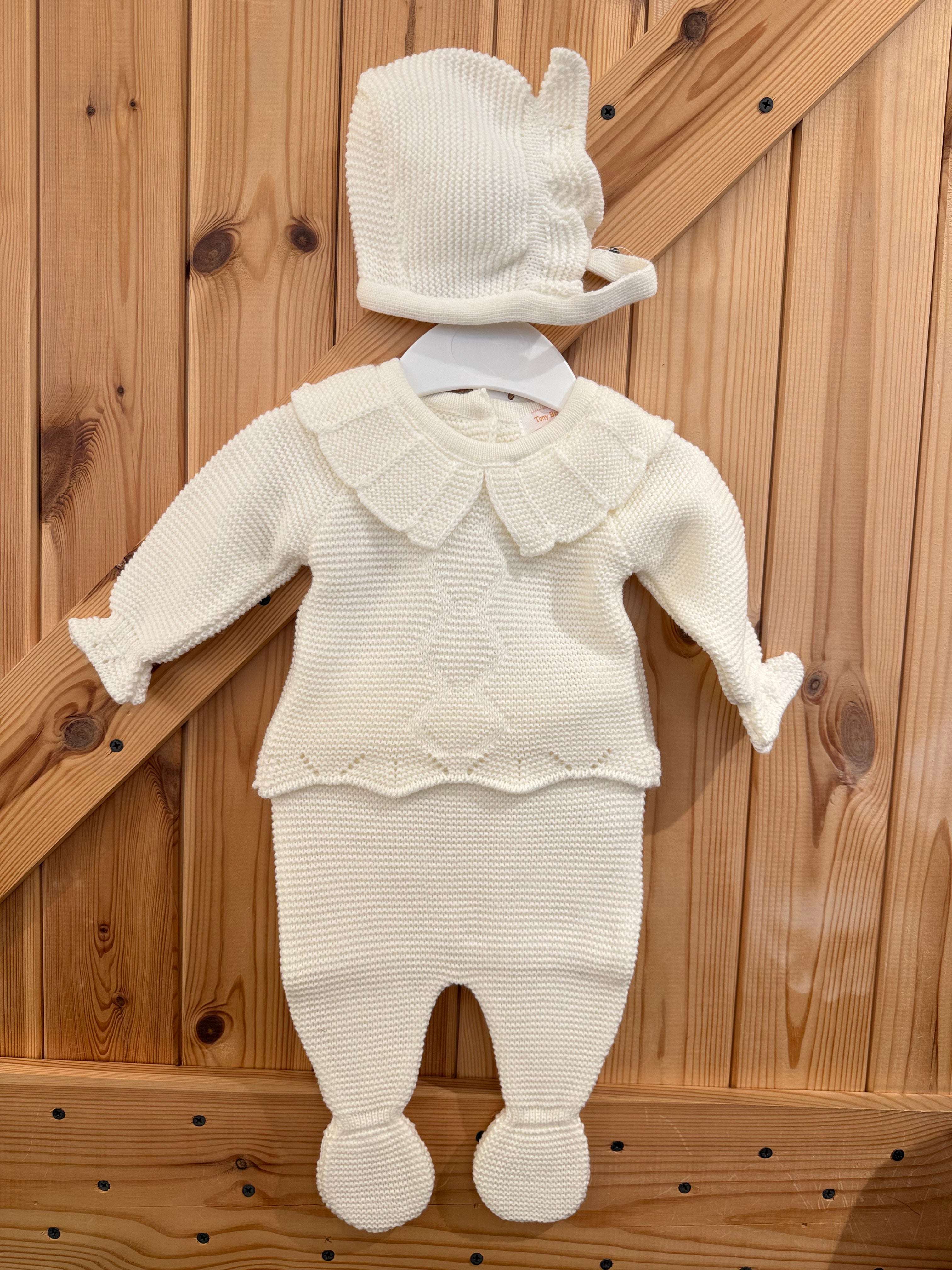 Conjunto polaina con capota blanco roto