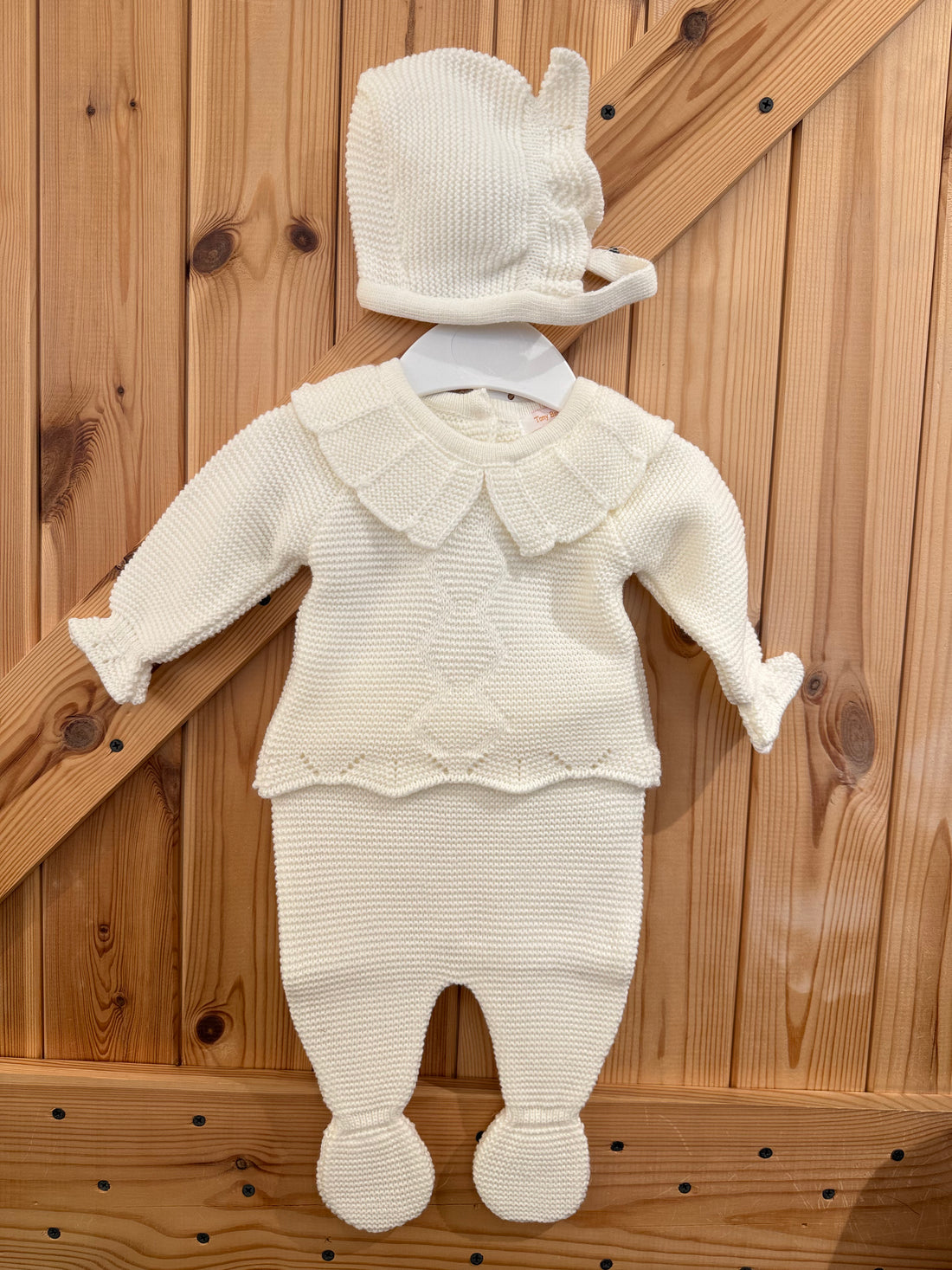 Conjunto polaina con capota blanco roto
