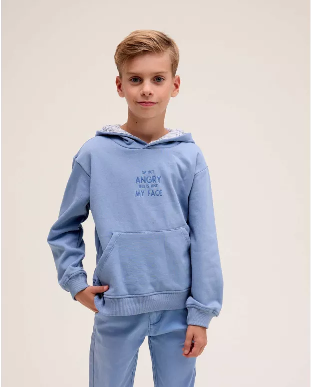 SUDADERA DE NIÑO COLOR AZUL CON CAPUCHA
