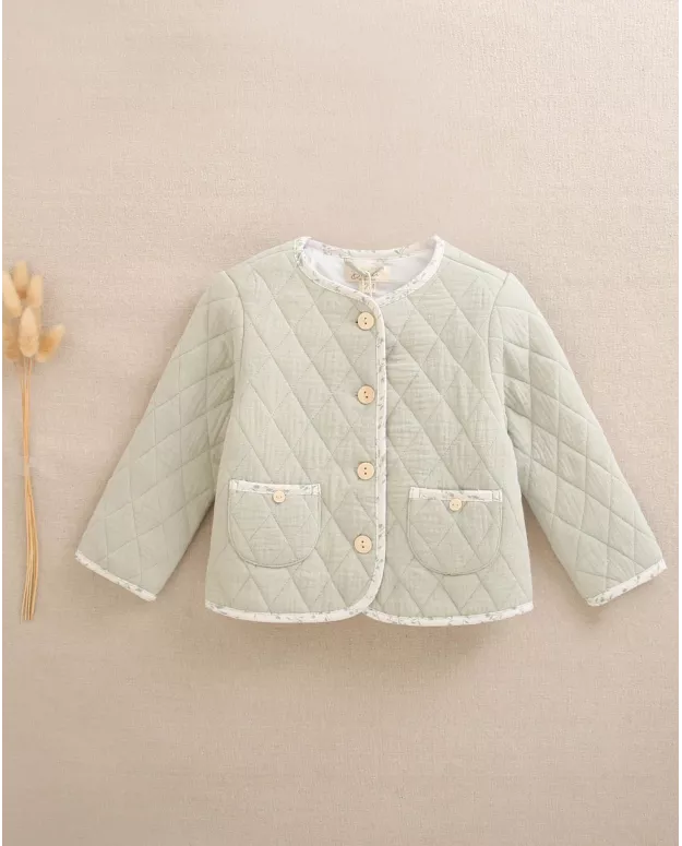 Chaqueta acolchada en verde colección hojitas