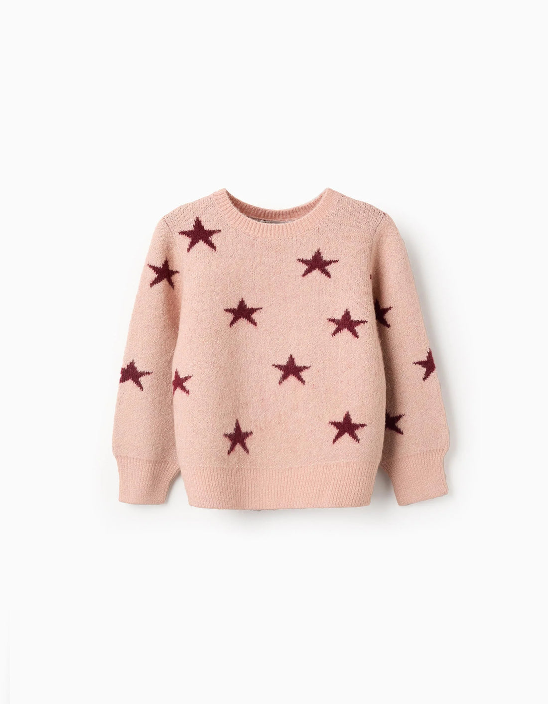 Jersey de punto con estrellas de lúrex para niña, rosa/burdeos
