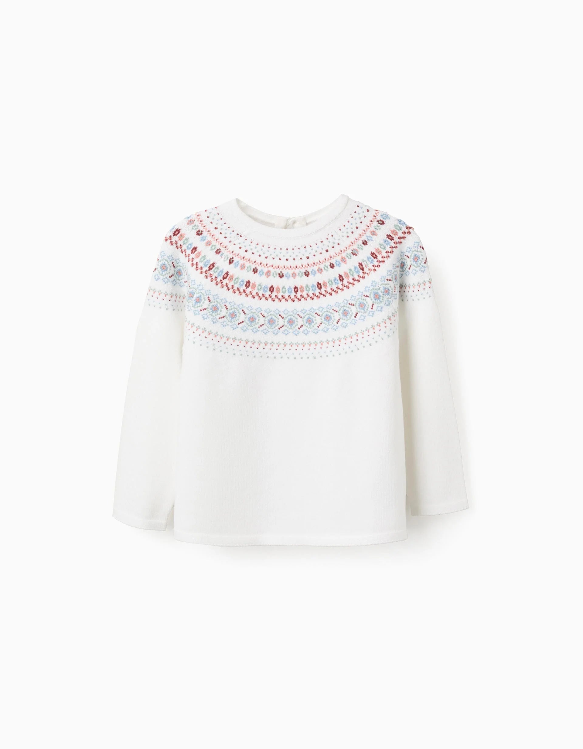 Jersey de Punto con Jacquard para Niña, Blanco