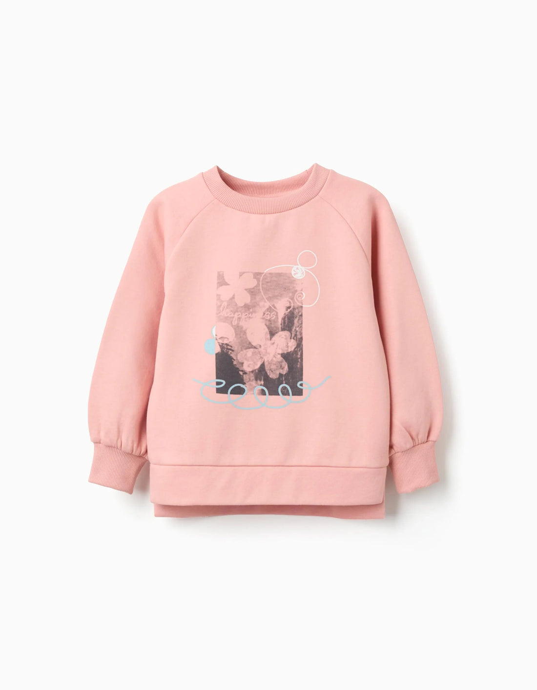 Sudadera perchada con estampado frontal para niña, naranja salmón