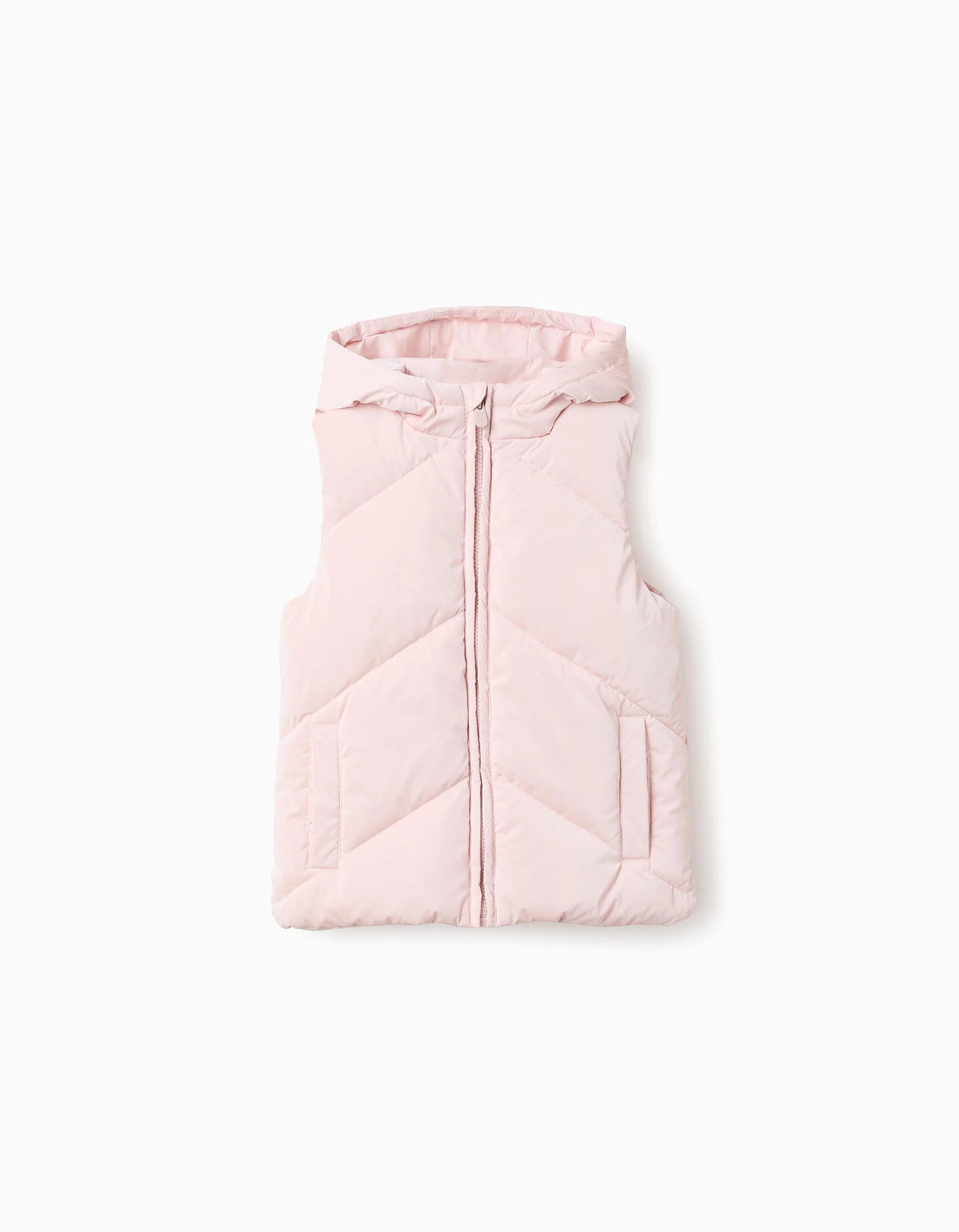 Chaleco Acolchado Brillante con Capucha Rosa