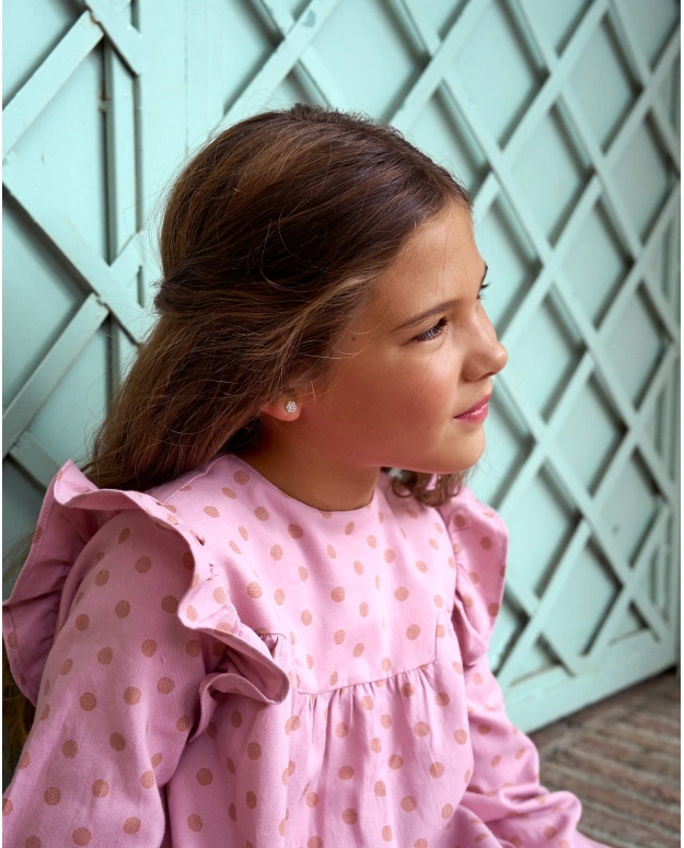 Vestido niña lunares rosa