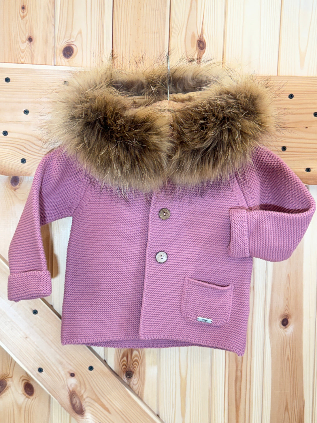 Trenka rosa tamarisco con pelo natural