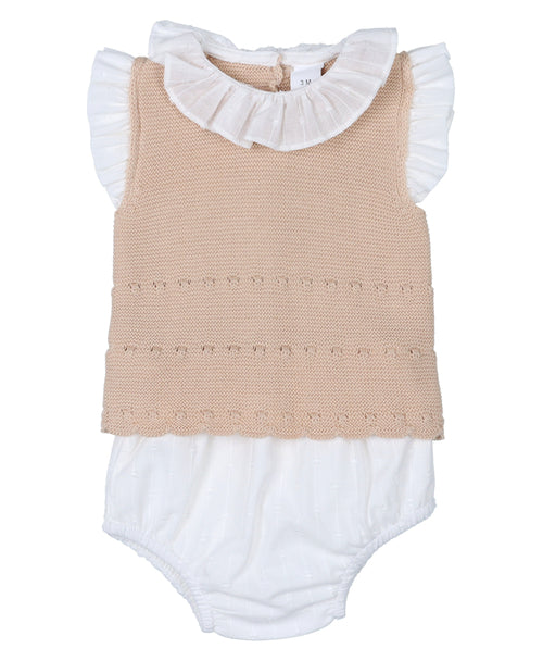 Blusa en perlé arena con braguita