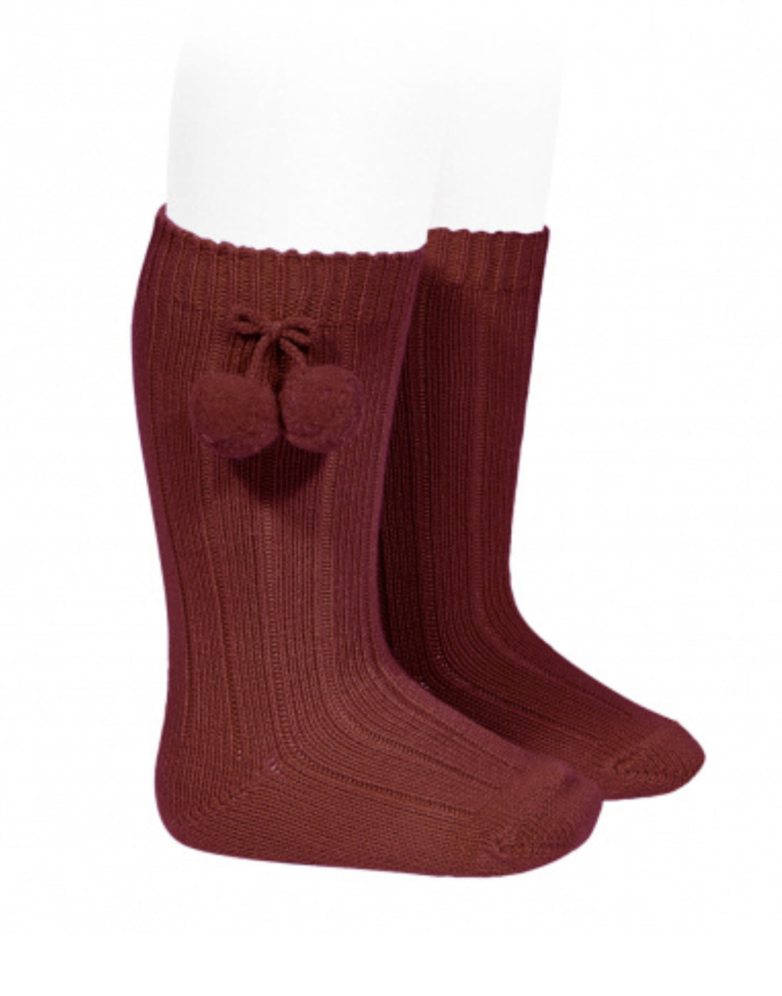 CALCETINES ALTOS CANALÉ ALGODÓN CÁLIDO BORLAS BORGOÑA