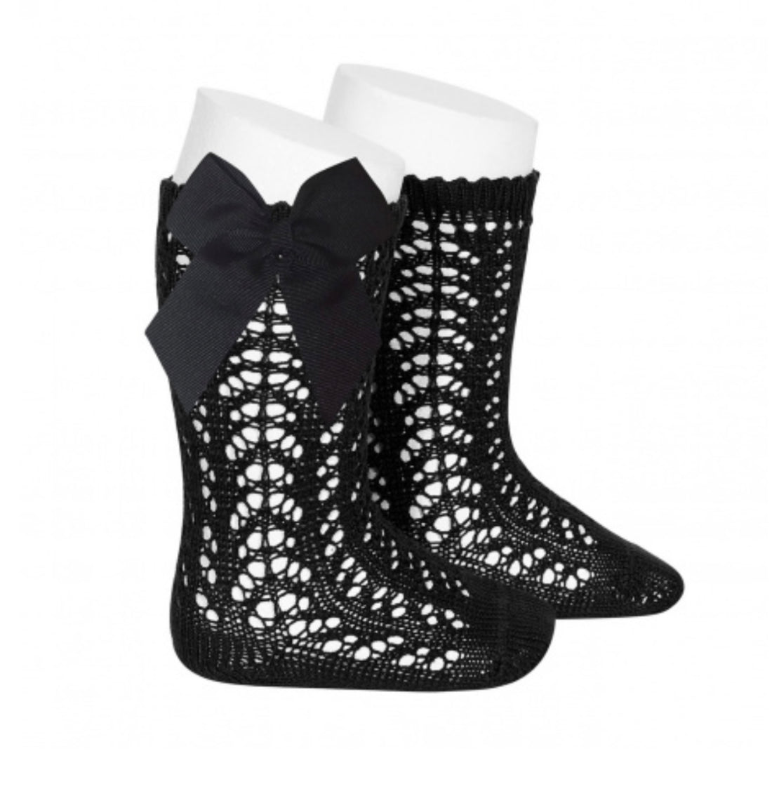 CALCETINES perlé ALTOS CALADOS CON LAZO NEGRO