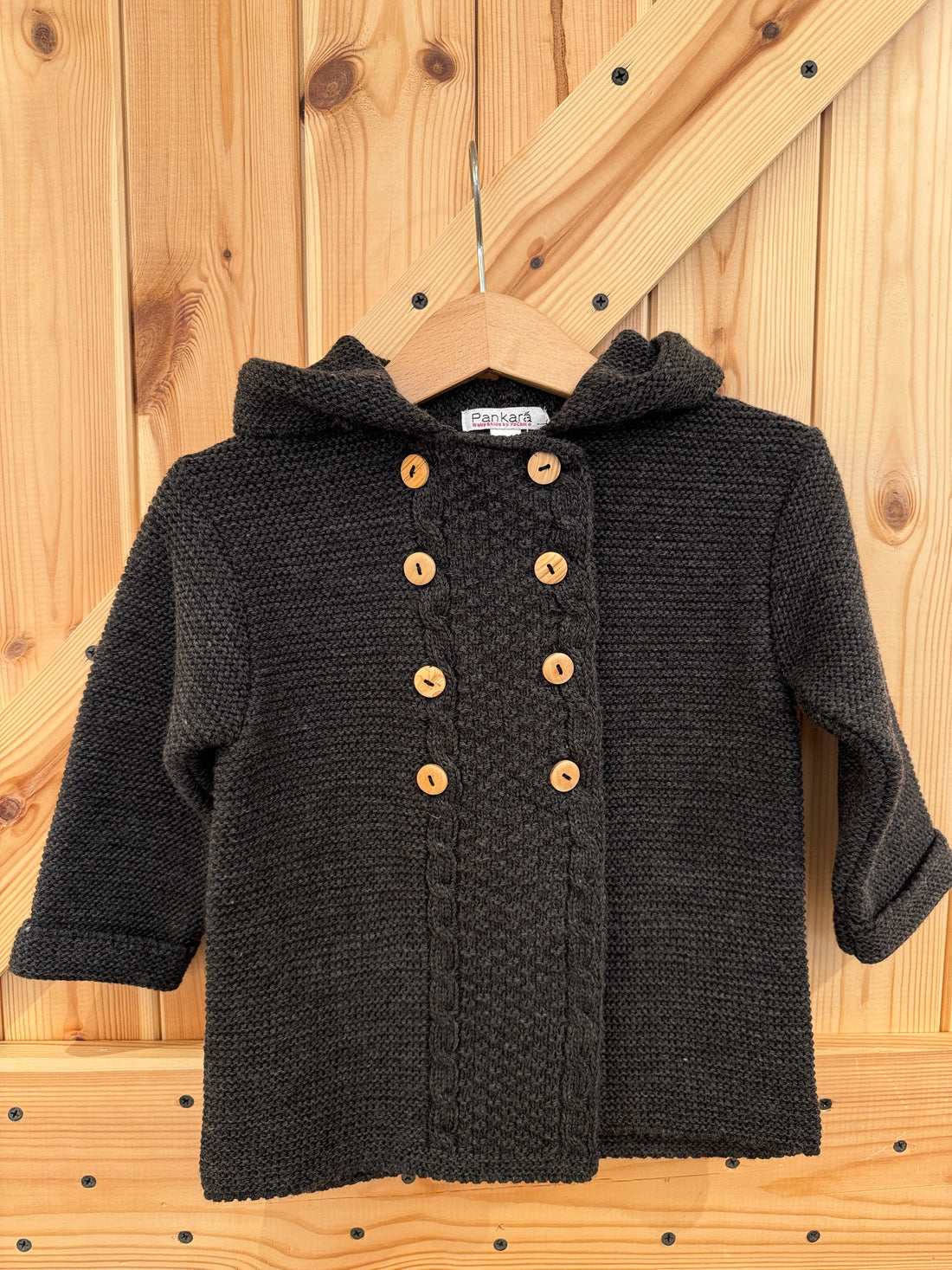 Chaqueta capucha pompón gris antracita