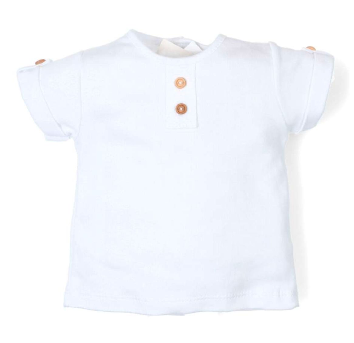 Camiseta algodón botones madera