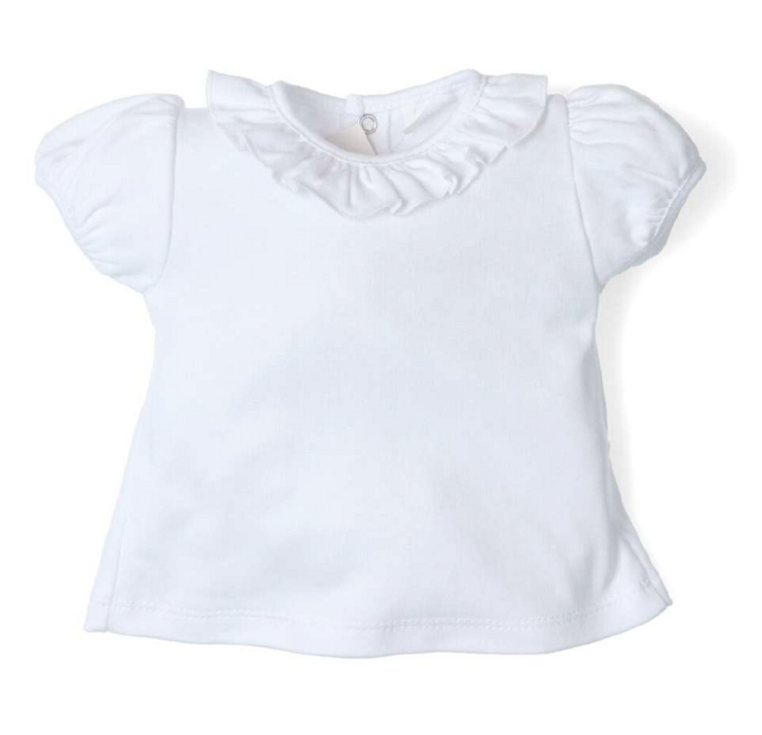 Camiseta algodón cuello volantes