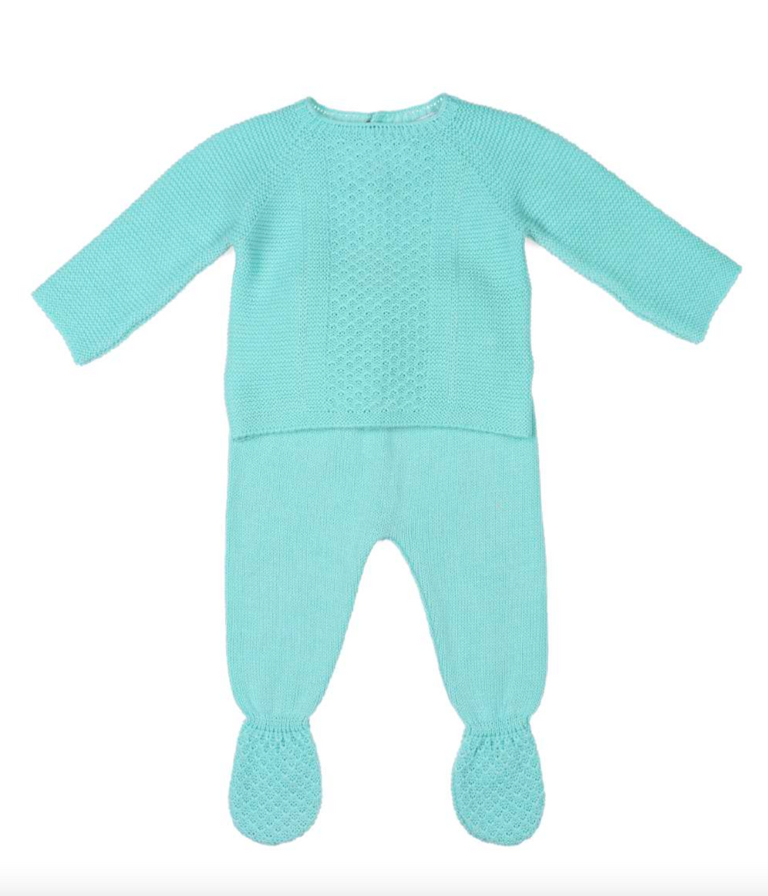 Conjunto punto polaina turquesa