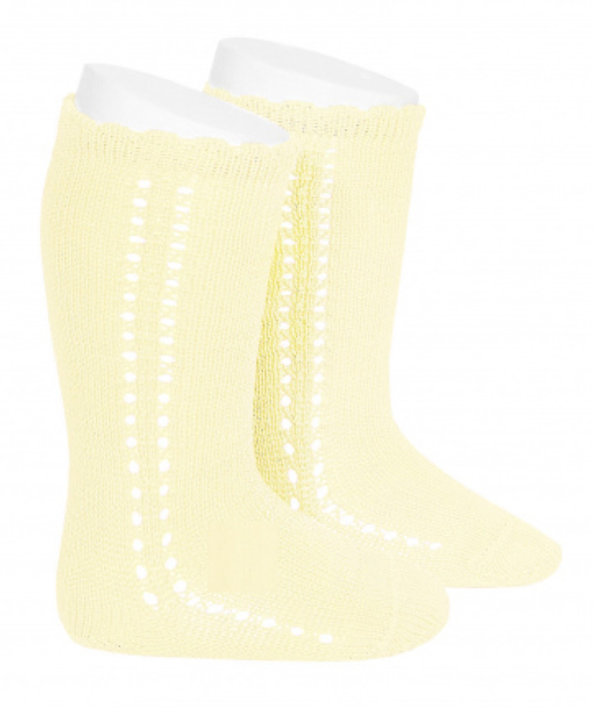 Calcetines altos perlé calado lateral MANTEQUILLA