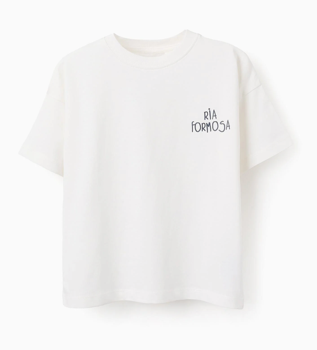 Camiseta con Estampado en la Espalda