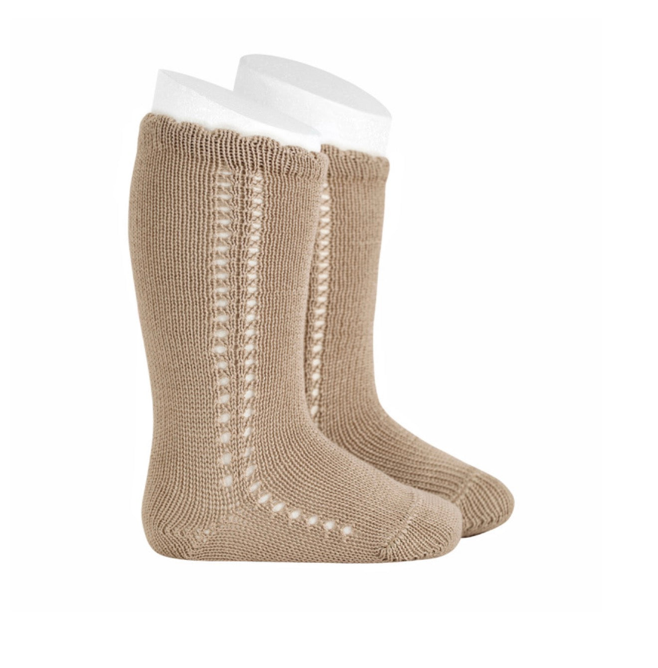 Calcetines altos de perlé con calado lateral QUINOA