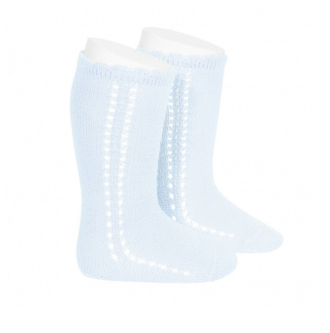 CALCETINES ALTOS PERLÉ CALADO LATERAL azul bebé