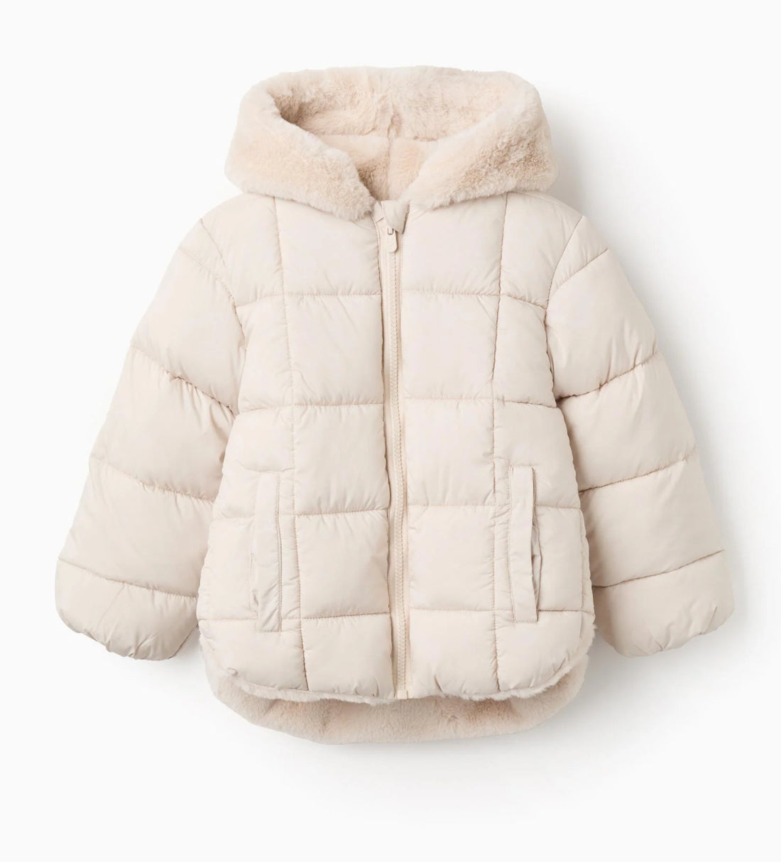 Chaqueta Acolchada con Forro Afelpado para Niña, Beige