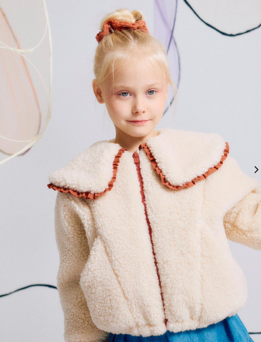 Chaqueta de Sherpa con Cuello Maxi para Niña, Beige