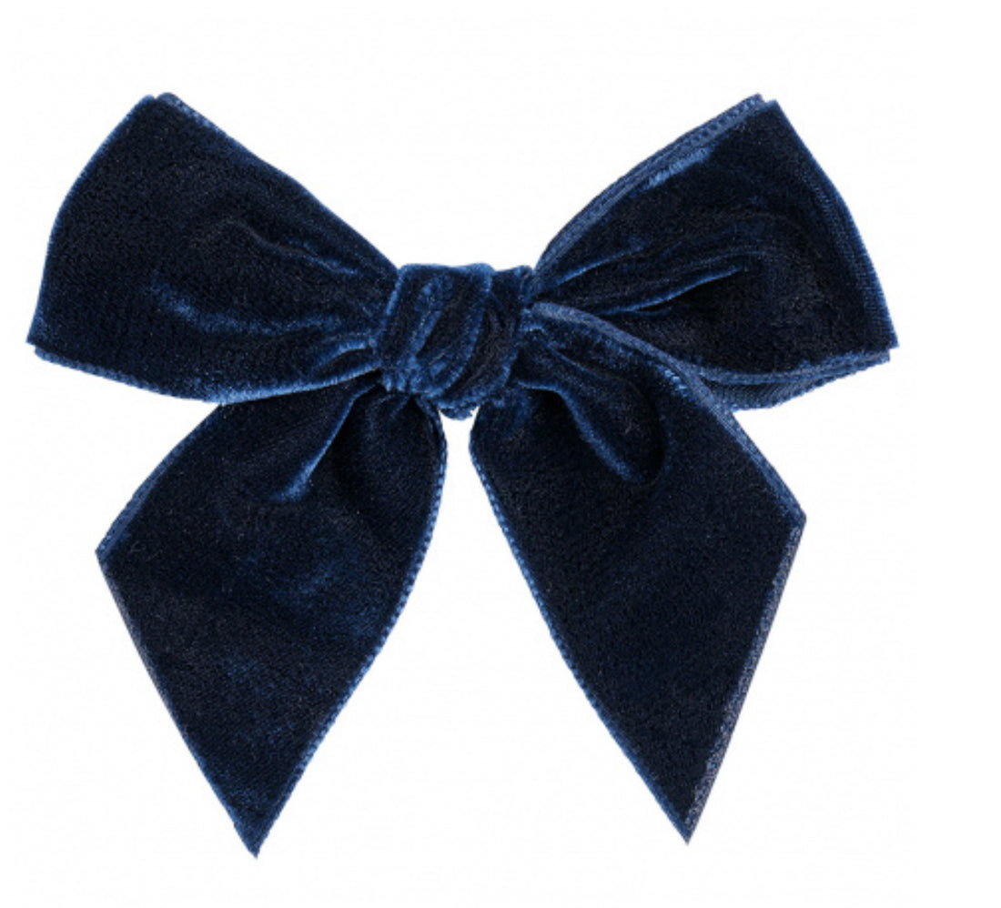 Pinza para el cabello con lazo de terciopelo azul marino