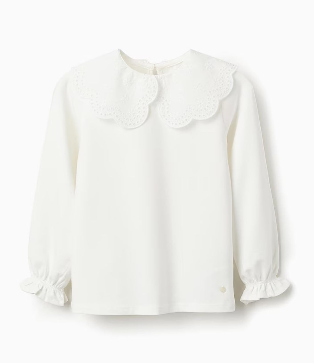 Camiseta niña cuello bordado