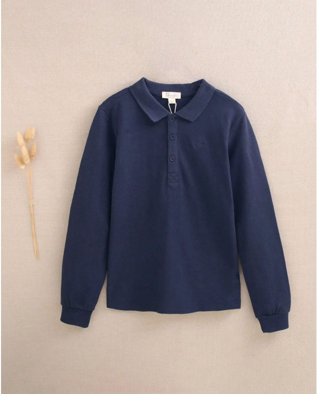 Polo azul manga larga